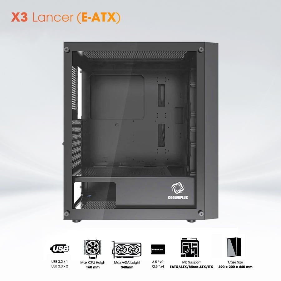 Case X3 Lancer CoolerPlus + kèm 3 fan